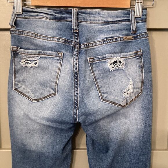 KANCAN Signature Mid-Rise Ankle Skinny Jeans Distressed Destroyed Busted Knee 24 - Picture 9 of 10